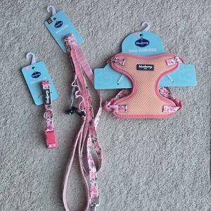 Pink and Orange Dog Harness Set